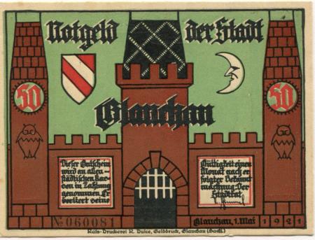 Glauchau - Stadt - 1.5.1921 - 50 Pfennig 