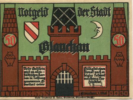 Glauchau - Stadt - 1.5.1921 - 50 Pfennig 