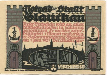 Glauchau - Stadt - 1.6.1921 - 1/2 Mark 