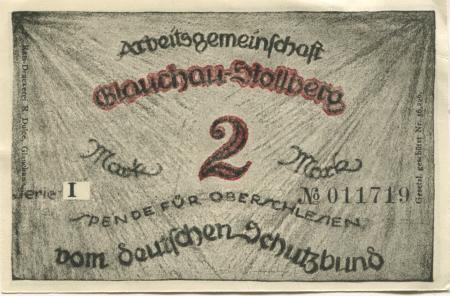 Glauchau - Deutscher Schutzbund, Arbeitsgemeinschaft Glauchau und Stollberg - -- - 2 Mark 