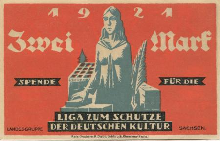 Glauchau - Liga zum Schutze der deutschen Kultur, Landesgruppe Sachsen - 1921 - 2 Mark 