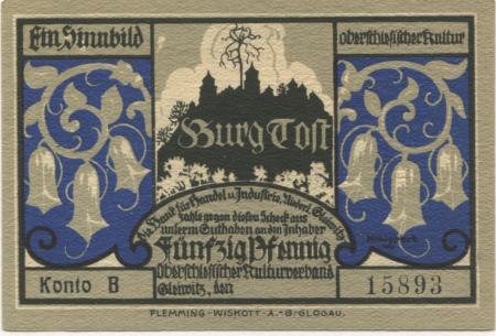 Gleiwitz (heute: PL-Gliwice) - Oberschlesischer Kulturverband - -- - 50 Pfennig 