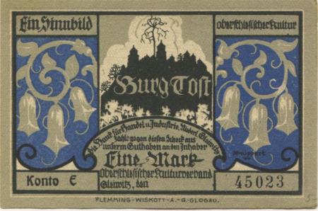 Gleiwitz (heute: PL-Gliwice) - Oberschlesischer Kulturverband - -- - 1 Mark 
