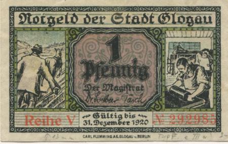 Glogau (heute: PL-Glogow) - Stadt - - 31.12.1920 - 1 Pfennig 