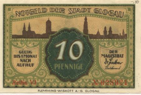 Glogau (heute: PL-Glogow) - Stadt - -- - 10 Pfennig 