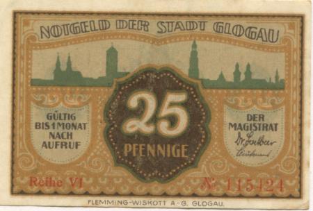 Glogau (heute: PL-Glogow) - Stadt - -- - 25 Pfennig 