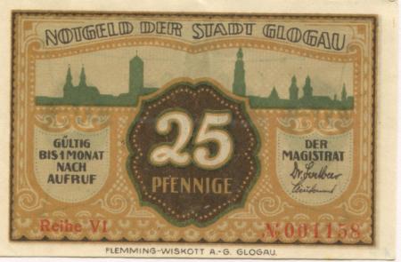 Glogau (heute: PL-Glogow) - Stadt - -- - 25 Pfennig 