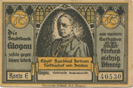 Glogau (heute: PL-Glogow) - Fürstbischöfliches Knabenkonvikt - -- - 75 Pfennig 