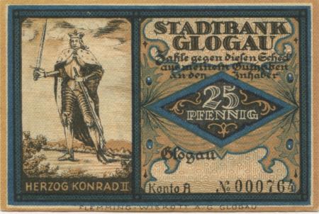 Glogau (heute: PL-Glogow) - Stadtbank - -- - 25 Pfennig 