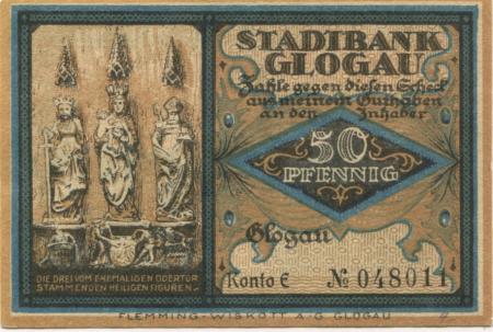 Glogau (heute: PL-Glogow) - Stadtbank - -- - 50 Pfennig 