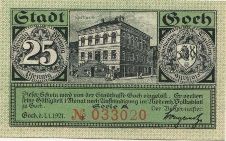 Goch - Stadt - 1.1.1921 - 25 Pfennig 