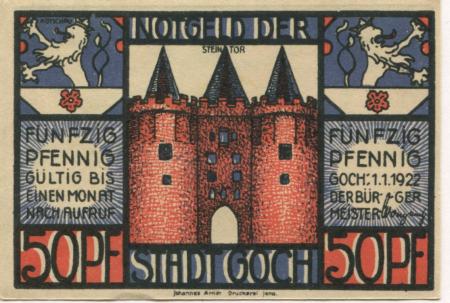 Goch - Stadt - 1.1.1922 - 50 Pfennig 