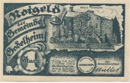 Godelheim (heute: Höxter) - Gemeinde - 10.5.1921 - 1.3.1922 - 1 Mark 