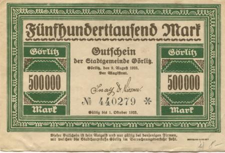 Görlitz - Stadt - 9.8.1923 - 1.10.1923 - 500000 Mark 