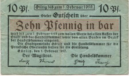 Görlitz - Stadt und Handelskammer für die preußische Oberlausitz - 1.2.1917 - 1.2.1919 - 10 Pfennig 