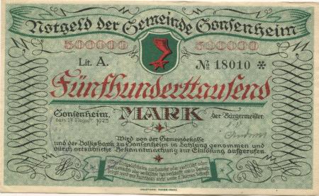 Gonsenheim (heute: Mainz) - Gemeinde - 17.8.1923 - 500000 Mark 