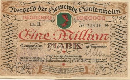 Gonsenheim (heute: Mainz) - Gemeinde - 17.8.1923 - 1 Million Mark 