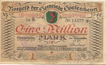 Gonsenheim (heute: Mainz) - Gemeinde - 17.8.1923 - 1 Million Mark 
