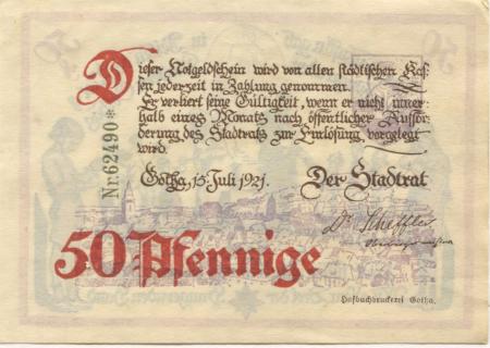 Gotha - Stadt - 15.7.1921 - 50 Pfennig 