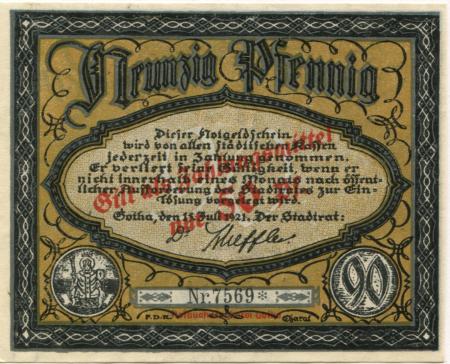 Gotha - Stadt - 15.7.1921 - 50 Pfennig 