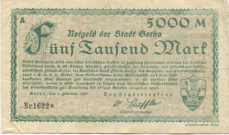 Gotha - Stadt - 8.2.1923 - 5000 Mark 