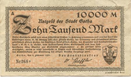 Gotha - Stadt - 8.2.1923 - 10000 Mark 
