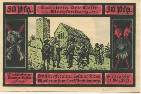 Gotha - Wachsenburg-Komitee - - 31.12.1921 - 50 Pfennig 