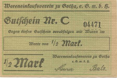 Gotha - Wareneinkaufsverein eGmbH - -- - 1/2 Mark 