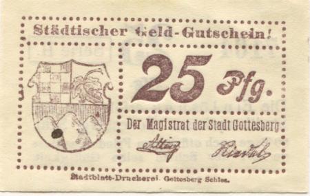 Gottesberg (heute: PL-Boguszow) - Stadt - -- - 25 Pfennig 