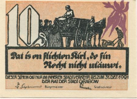 Grabow - Stadt - - 31.12.1921 - 10 Pfennig 