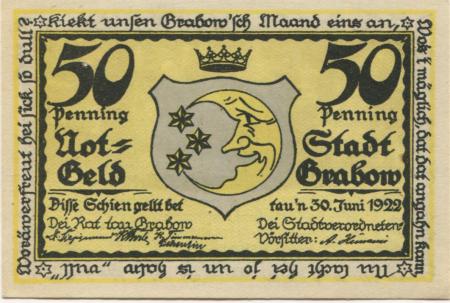 Grabow - Stadt - - 30.6.1922 - 50 Pfennig 