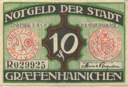 Gräfenhainichen - Stadt - 1921 - 31.5.1921 - 10 Pfennig 