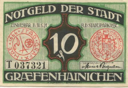 Gräfenhainichen - Stadt - 1921 - 31.5.1921 - 10 Pfennig 
