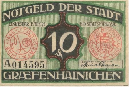 Gräfenhainichen - Stadt - 1921 - 31.5.1921 - 10 Pfennig 