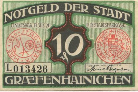 Gräfenhainichen - Stadt - 1921 - 31.5.1921 - 10 Pfennig 