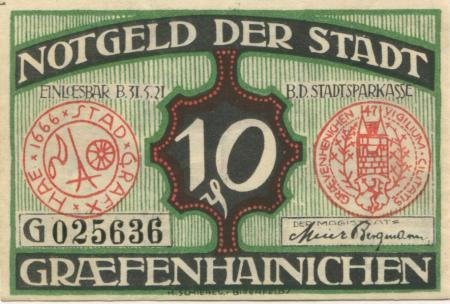 Gräfenhainichen - Stadt - 1921 - 31.5.1921 - 10 Pfennig 