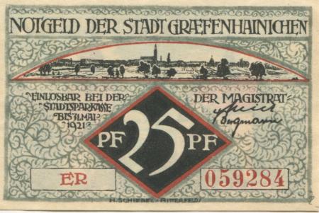 Gräfenhainichen - Stadt - 1921 - 31.5.1921 - 25 Pfennig 