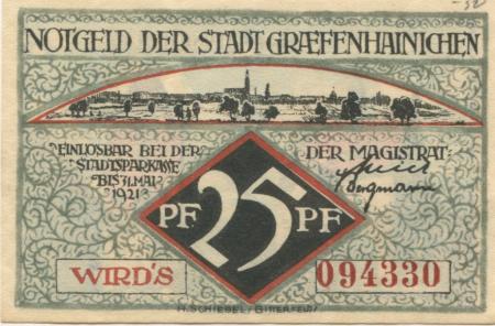 Gräfenhainichen - Stadt - 1921 - 31.5.1921 - 25 Pfennig 