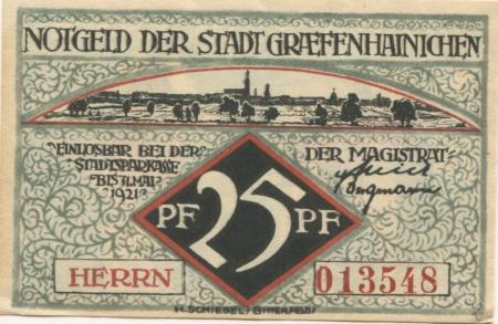 Gräfenhainichen - Stadt - 1921 - 31.5.1921 - 25 Pfennig 