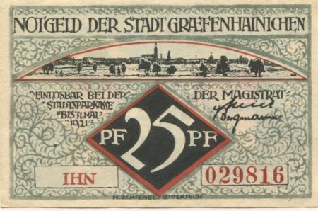 Gräfenhainichen - Stadt - 1921 - 31.5.1921 - 25 Pfennig 