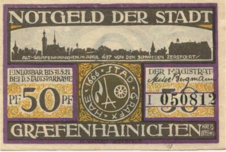 Gräfenhainichen - Stadt - 1921 - 31.5.1921 - 50 Pfennig 