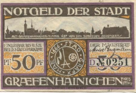 Gräfenhainichen - Stadt - 1921 - 31.5.1921 - 50 Pfennig 
