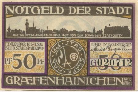 Gräfenhainichen - Stadt - 1921 - 31.5.1921 - 50 Pfennig 