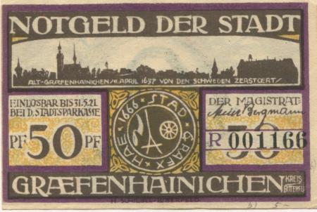 Gräfenhainichen - Stadt - 1921 - 31.5.1921 - 50 Pfennig 