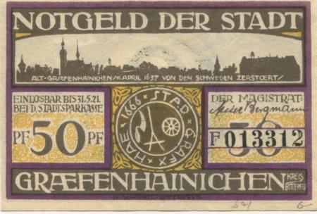 Gräfenhainichen - Stadt - 1921 - 31.5.1921 - 50 Pfennig 