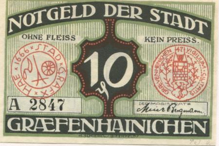 Gräfenhainichen - Stadt - 1921 - 10 Pfennig 