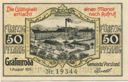 Gräfenroda - Gemeinde - 1.8.1921 - 50 Pfennig 