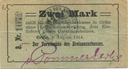 Grätz (heute: PL-Grodzisk Wielkopolski) - Kreis - 8.8.1914 - 2 Mark 