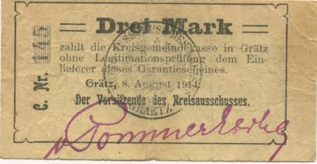 Grätz (heute: PL-Grodzisk Wielkopolski) - Kreis - 8.8.1914 - 3 Mark 