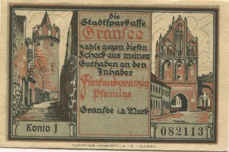 Gransee - Stadtsparkasse - -- - 25 Pfennig 